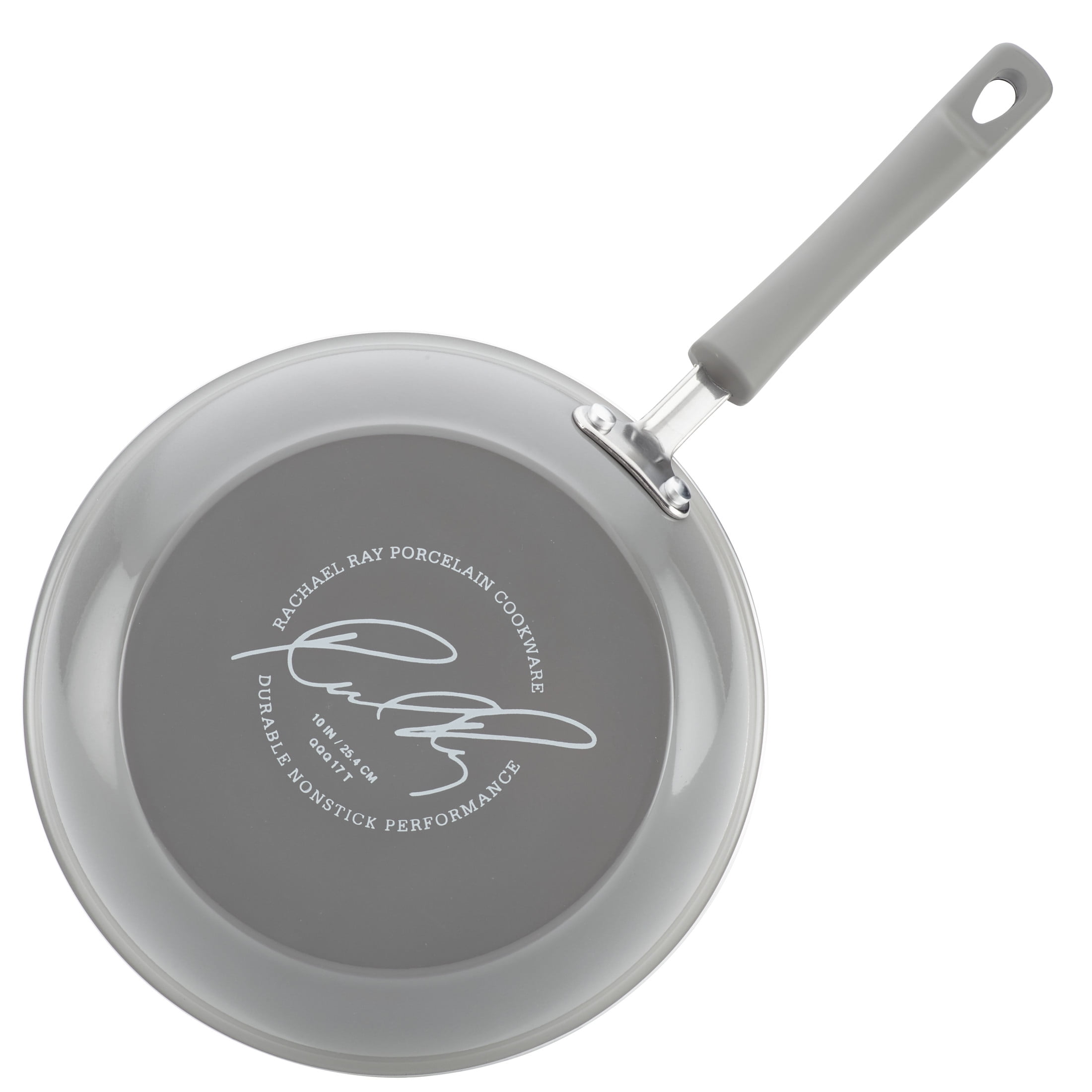 Rachael Ray Brights 14 Piece Nonstick Cookware Pots and Pans Set, Sea Salt Gray