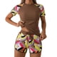 thumbnail image 2 of Traje de baño de 2 piezas para mujer, trajes de baño para mujer, traje de baño separado para mujer, conjunto de baño conservador estampado de manga corta para mujer, 2 of 5
