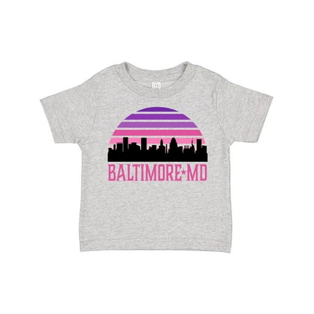 

Inktastic Baltimore Maryland Gifts Retro Sunset Skyline Gift Toddler Toddler Girl T-Shirt