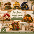 thumbnail image 3 of Whimsical Village 3D Fabric Poke Art Kit, Acorn Bakery No Sew Cottage Craft for Adults with Simple Illustrated Guide, 3 of 7