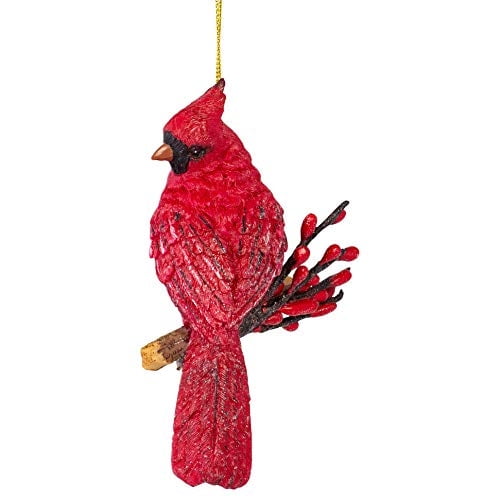 Adorno romano navideño con forma de cardenal rojo brillante Roman resina 11 x 9 cm
