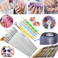 thumbnail image 2 of El kit de decoración de uñas incluye 30 cintas para hacer rayas, 4 rodillos para hacer rayas, 12 diamantes de imitación de colores, 5 bolígrafos para puntos y 15 pinceles Adepaton  HMHZ002, 2 of 9