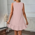 thumbnail image 5 of JoveMarine Cocktail Dresses for Women Color Vest Skirt - Ruffle Edge Sleeveless Flounce Hem Casual Summer Mini Dress with Cotton Blend,Pink 2XL, 5 of 8