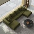 thumbnail image 3 of 162" Cloud Couch, Green Modern Upholstered Sectional Couches for Living Room, Free Combination L Shaped Sofa Set with 6 Pillows, Oversized Design, 3 of 15