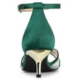 thumbnail image 4 of BLISSFUL STEP Women's Satin Rhinestone Stiletto Heel Sandals Green (Size 7.5), 4 of 7