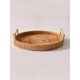 thumbnail image 1 of 1pc Handmade Rattan Serving Tray - Double Ear Tea Tray, Fruit Plate, Bread Snack Basket, Storage Woven Basket, Heat Insulation Trivet Mat - Perfect Fo, 1 of 5