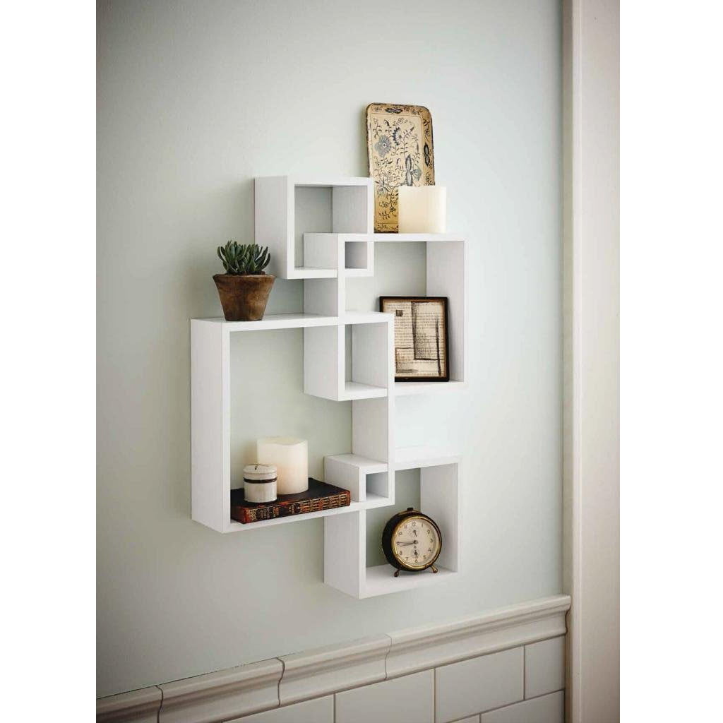 Floating Shelf Wall Mounted 4 Sets Of Intersecting Squares Home Decor Furniture 