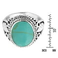 thumbnail image 4 of Vintage Inspired Round Green Turquoise Leaf Accent Sterling Silver Ring for Female Anniversary– 9, 4 of 5