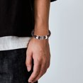 thumbnail image 5 of Pulsera para hombre de cuero con cierre magnético de acero inoxidable negro. MFZFUKR BST3014350-2, 5 of 5
