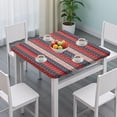 thumbnail image 3 of Red and Blue Christmas Knitted Pattern Square Fitted Tablecloth with Elastic Edge,Square Table Cover,Washable Elastic Table Cover for Home Kitchen Party Decor 34"x34", 3 of 6