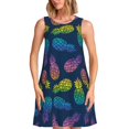 thumbnail image 1 of Fotbe Retro Bright Pineapple Vestido de Verano sin Mangas para Mujer – Vestido Midi Línea A, Estilo Camiseta Floral, Vestido Playero Casual y Fluido, 1 of 7