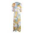 thumbnail image 1 of Gibobby Vestido largo de playa de verano para mujer Temperamento de verano Conmutar Vestido de cintura media Belleza Temperamento retro Manga larga Tubo de color sólid(Amarillo,CH), 1 of 5