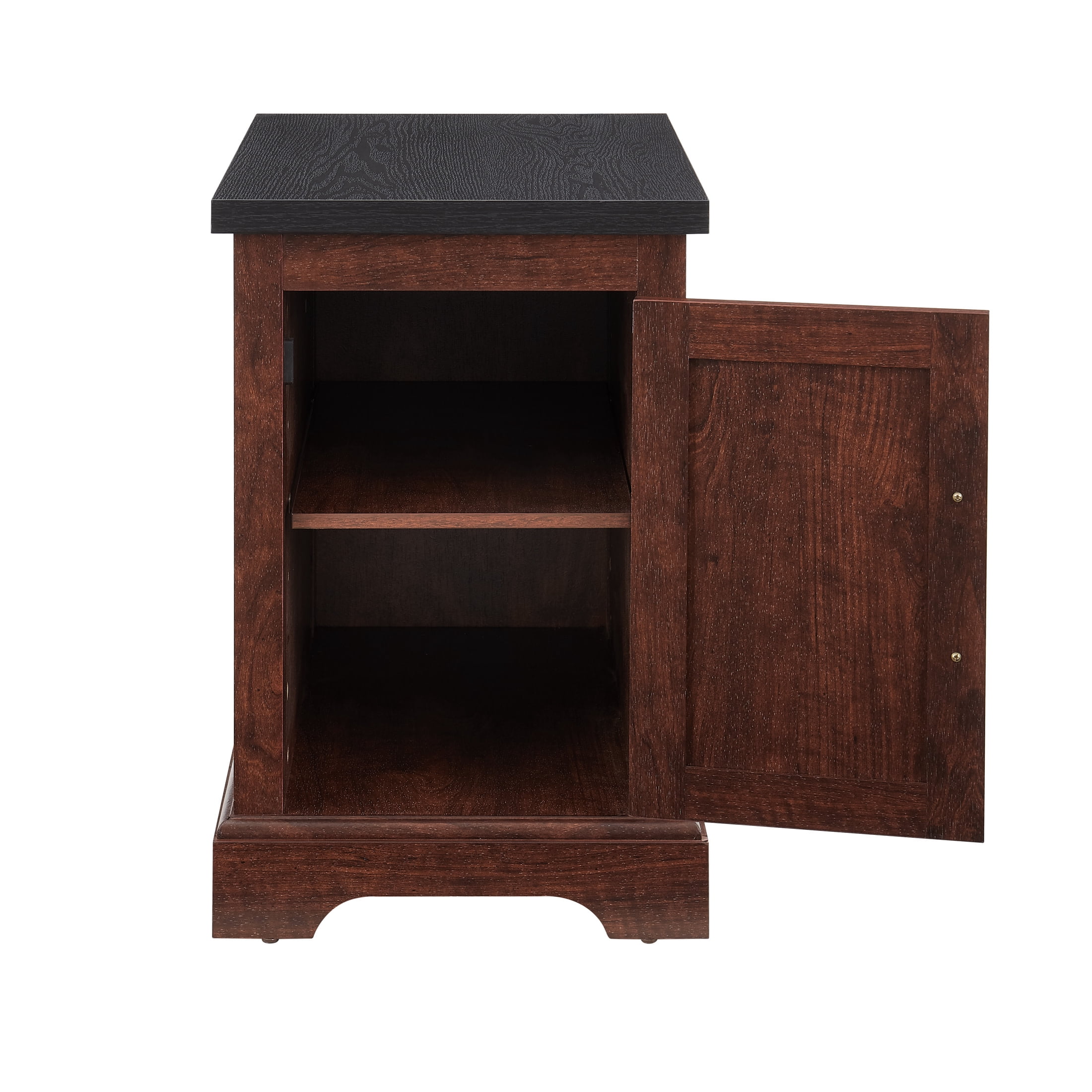 Noble House Windsor Farmhouse End Table, Barn Door Nightstand with Adjustable Shelf, Rustic Side Table, Oak