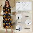 thumbnail image 6 of Xoenoiee Pumpkin Bat Moon Star Print Women Long House Coat Halloween Zipper Front Robes Full Length Nightgowns with Pockets Loungewear Bathrobe, S, 6 of 6