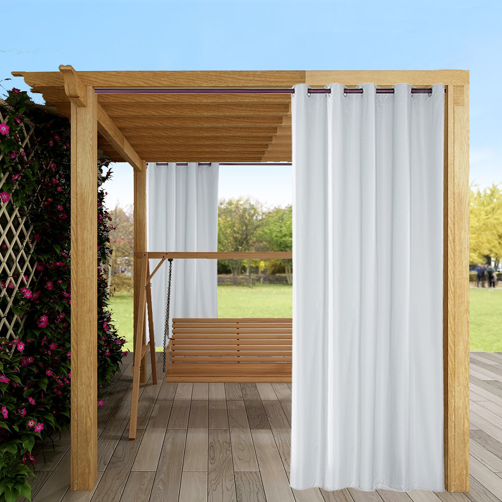 (2 Panel) Outdoor Curtain Garden Patio Gazebo Sunscreen Blackout Curtains, Thermal Insulated White Curtains with Grommet | Waterproof& Windproof&UV-protection & Mildew Resistant,  White  54*84in - image 3 of 8