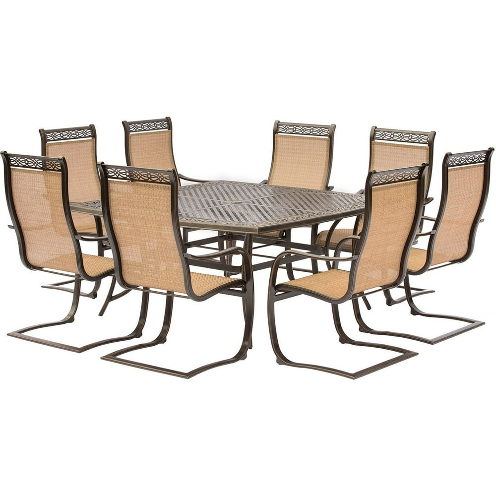 Hanover Manor 9Piece Outdoor Dining Set with CSpring Chairs and