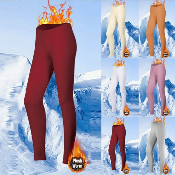 Miluxas Long Johns for Women - thermal Slim Fit Leggings for Women, thermal Underwear Bottoms Wine XL(XL)