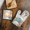 thumbnail image 5 of Fall Pumpkins with Leaves Kitchen Oven Mitt and Pot Holder Sets 2 Pcs for Baking, Cooking and Grilling, Heat Resistant Up To 392 °F, 5 of 7