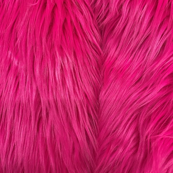 Fuchsia Hot Pink Solid Shaggy Long Hair Pile Faux Fur