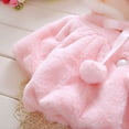 thumbnail image 4 of Toddler Baby Girl Faux Fur Coat Cute Rabbit Bunny Ear Hooded Plush Coat Warm Jacket Easter Outwear, 4 of 7
