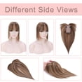 thumbnail image 2 of MY-LADY 100% Remy Human Hair Women Topper Hair Toppers Silk Base Hair Pieces Clip In Hair Topper with 3D Air Bangs 17 Colors 14inch #4P27 Medium Brown & Dark Blonde, 2 of 8