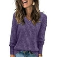 thumbnail image 2 of LIaqionyy Womens Tops Long Sleeve V Neck Casual Loose Blouses Lightweight Tunic Sweaters Fashion Clothes, 2 of 6
