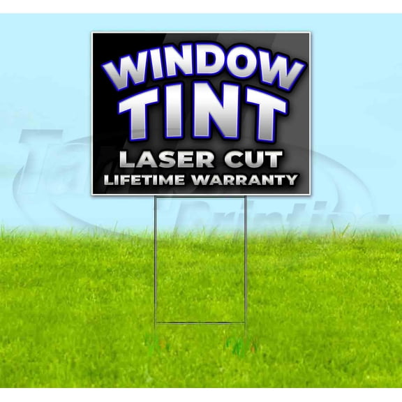 Curved Window Tint (18" x 24") Yard Sign, Includes Metal Step Stake