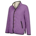 thumbnail image 6 of Yigetop Women's Outerwear, Plus Size Women's Winter Quilted Jackets Long Sleeve Button Down Puffer Jacket Lightweight Padded Outerwear Coats Plus Size Fall Jackets for Women Purple XL, 6 of 9