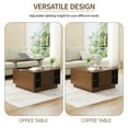 thumbnail image 3 of Pusnapku Lift Top Coffee Table, 31" Square Center Table with Sliding Door and Hidden Storage, Wood Fluted Accent Desk for Living Room, Home Office, 3 of 9