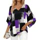 thumbnail image 1 of Camisas de Manga 3/4 de Mujer Elegante Blusa Suelta con Cuello en V con Estampado Floral Geométrico para Trajes Informales, de Trabajo O Sociales, 1 of 6