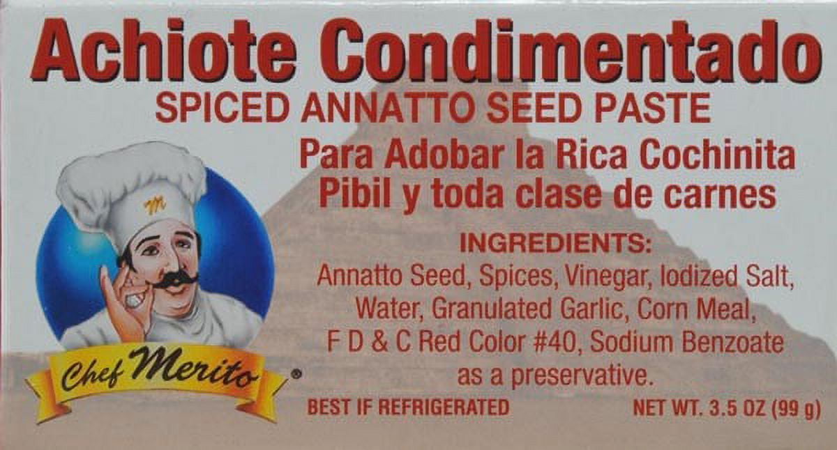 (5 pack) Chef Merito Achiote Seasoning Paste, 3.5 Oz