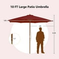 thumbnail image 3 of Costway 10FT Patio Wooden Market Table Umbrella Pulley with 8 Bamboo Ribs Sunshade Canopy Wine, 3 of 9