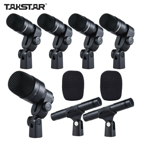 TAKSTAR DMS-D7 Professional Musical Instruments Drum Set Wired Microphone Mic Kit with Standard Mounting Accessories Aluminum Carrying (Best Drum Mic Kit)