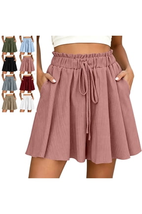 Women's Flowy Summer Shorts Elastic High Waisted Drawstring Casual lightweight Loose Dressy Shorts with Pockets Summer Beach Vacation Short Pants