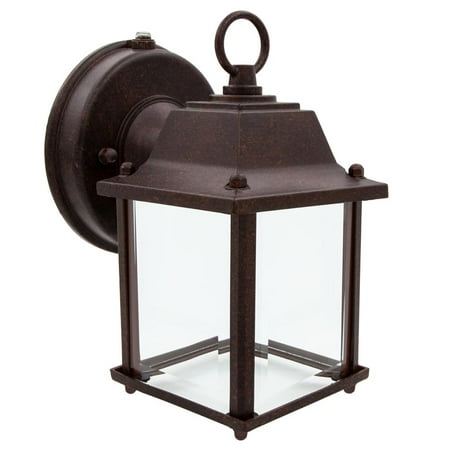 

Maxxima LED Porch Lantern Outdoor Wall Light Aged Bronze w/ Clear Glass Dusk to Dawn Sensor 650 Lumens 3000K Warm White