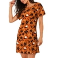 thumbnail image 2 of Pofeuu Retro Halloween Print Women's Loose Fit Short Sleeve Nightgown, Comfortable Sleep Dress for Women, Casual Lounge Sleepwear, Soft Cotton Sleep Dress, 2 of 6