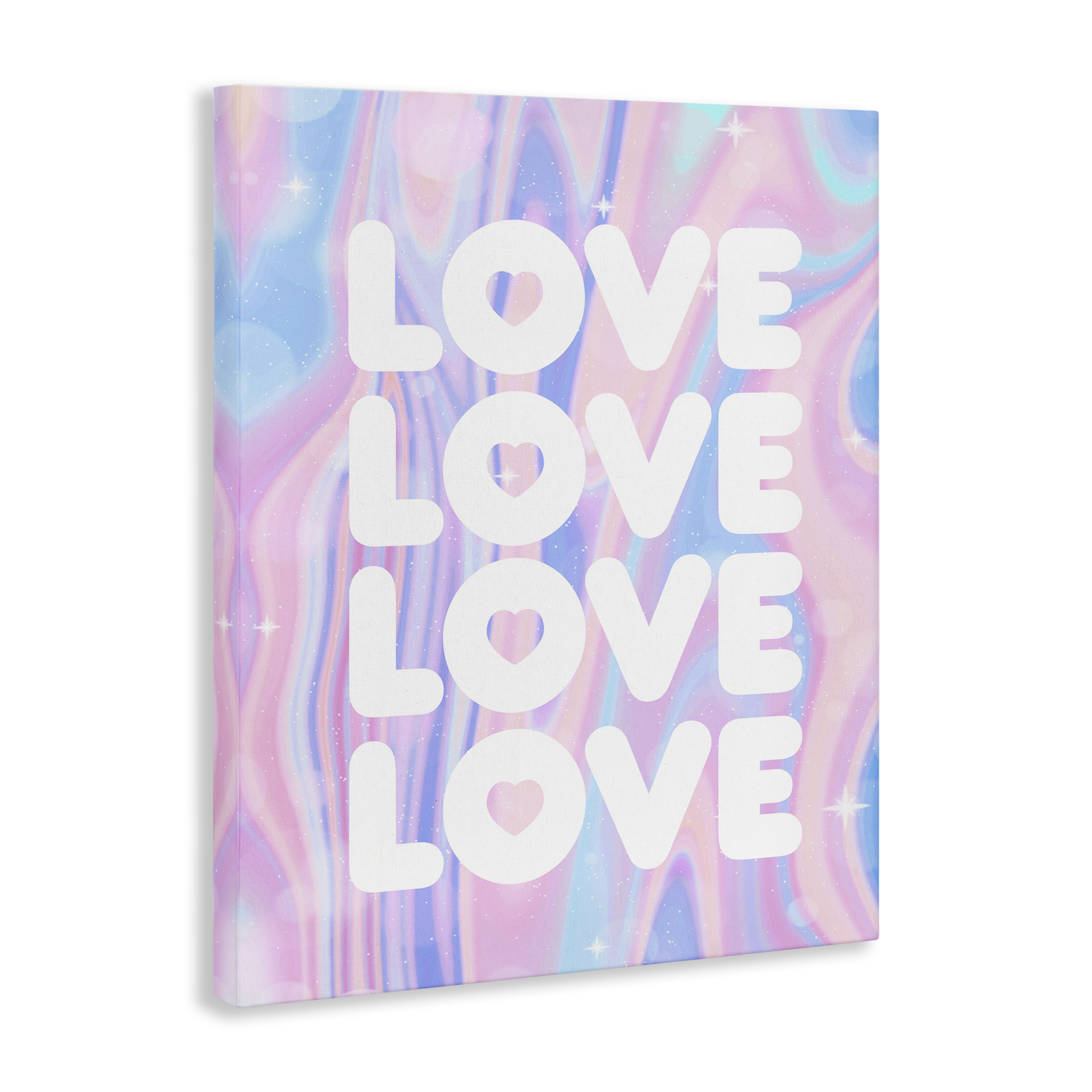 Stupell Industries Love with Wavy Pastels Text & Numbers Painting Wrapped Canvas Art Print Wall Art, 36 x 48