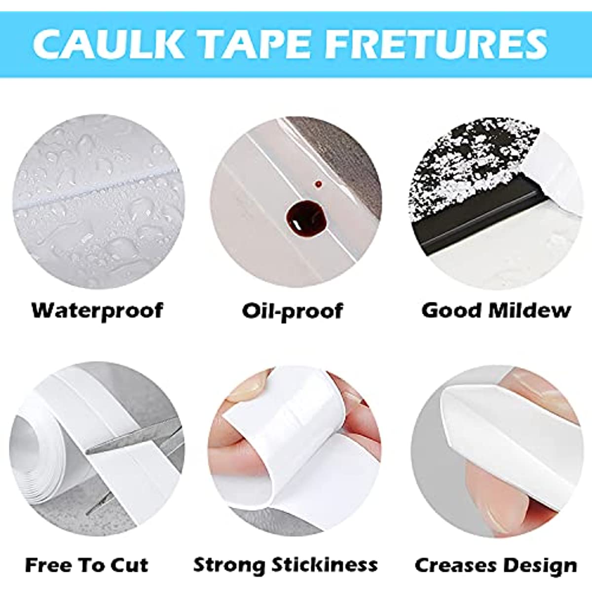 Bathroom and Kitchen with White Tape, Bathroom Filling Tape, White Self-adhesive Sealing Strip, Around The Bathtub, Toilet Stuck on Gel, Kitchen Countertop (3.8cm X 27.9