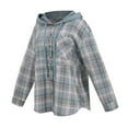 thumbnail image 7 of Diufon Womens Plus Size Drawstring Hoodies Plaid Printed Shirts Button Long Sleeve Tops with Pockets, 7 of 7