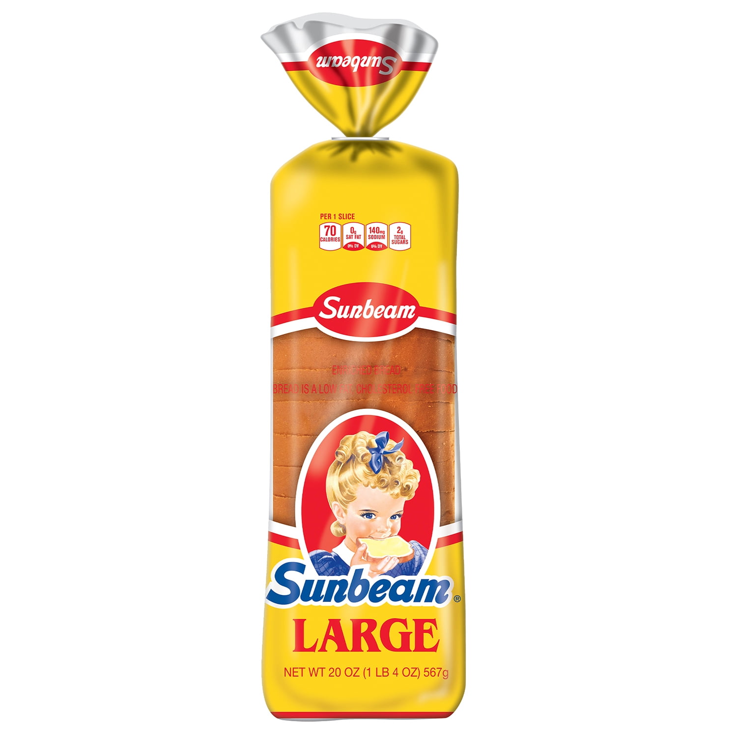Sunbeam Large White Bread, Sandwich Bread, 20 oz, Shelf-Stable