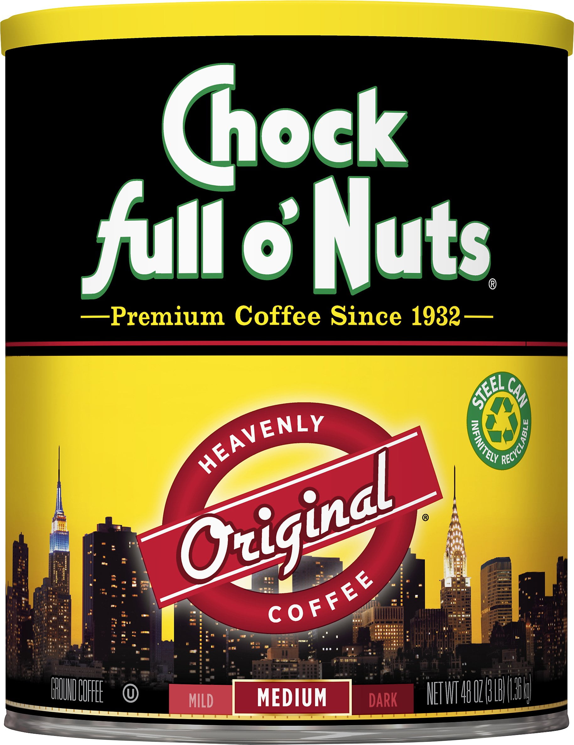 Chock Full o'Nuts® Heavenly Coffee® Original Medium Roast Ground Coffee 48 oz. Canister
