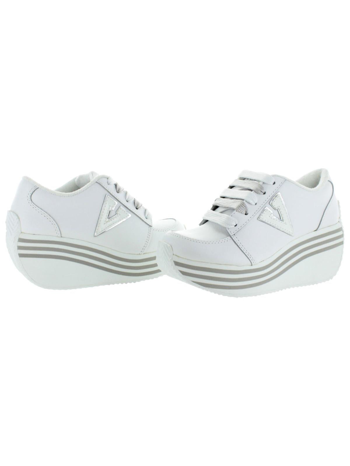 Platform Wedge Sneakers White Size 