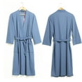 thumbnail image 4 of Women Water Absorption Bath Robe Solid Solid Waffle Waffle Bathrobe Spa Home Dress Nightgown, 4 of 9