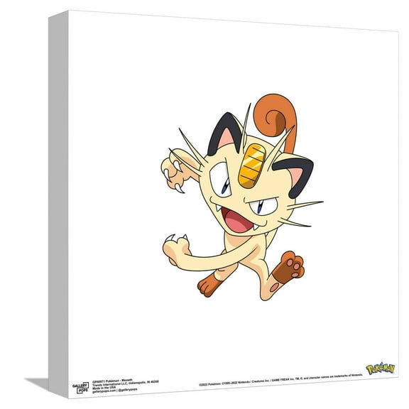 Gallery Pops Pokémon - Meowth Canvas Wall Art, Unframed Version, 12" x 12"