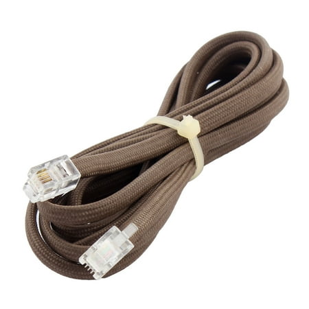 - Unique Bargains Brown 5ft RJ9 4P4C Plug Nylon Coated Telephone Handsets Cable Line