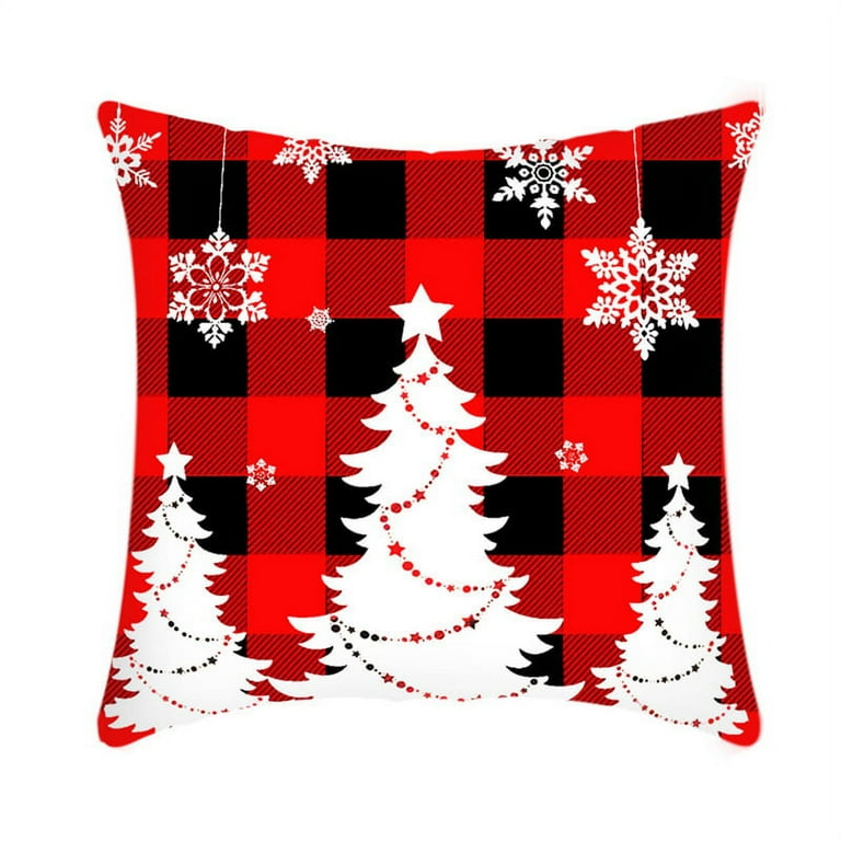 Christmas Snowflake Throw Pillow Covers 18x18 Red Decor Pillowcases Outdoor  Embroidered Cushion For Farmhouse Sofa Office Bed 2pcs