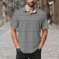 thumbnail image 2 of Dagugfen Tshirts for Men Short Sleeve Button Lapel V Neck Loose Striped Breathable Casual Fishing Shirts, 2 of 5