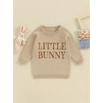 thumbnail image 2 of Bslissey Baby Boys Girls Easter Sweater Embroidery Letter Crew Neck Pullovers Casual Long Sleeve Knit Jumper Infant Toddler Warm Loose Knitwear Tops 3M 6M 9M 12M 18M 24M, 2 of 8