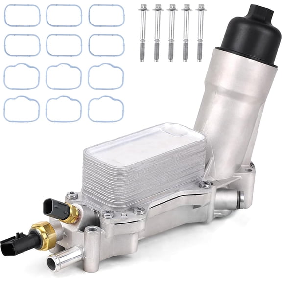HRT Upgraded Aluminum Engine Oil Filter Housing & Cooler Kit, Fits 3.6L 2011-2023 Dodge Charger/Challenger/Journey, Jeep Grand Cherokee/Wrangler, Ram/Chrysler, Replaces 926-876