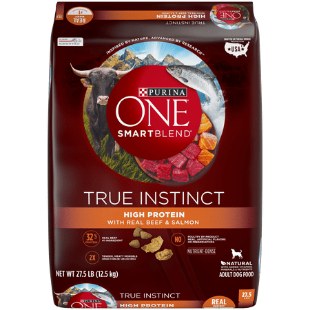 Purina ONE Natural, High Protein Dry Dog Food, SmartBlend True Instinct With Real Beef & Salmon - 27.5 lb. (Best Dog Food For High Energy Dogs)